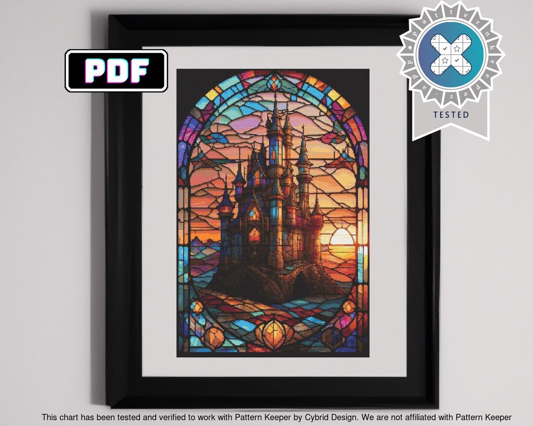 Stained Glass Castle Cross Stitch Pattern | DIY Home Decor | Instant ...