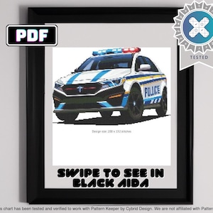Police Car Cross Stitch Pattern for Law Enforcement Enthusiasts