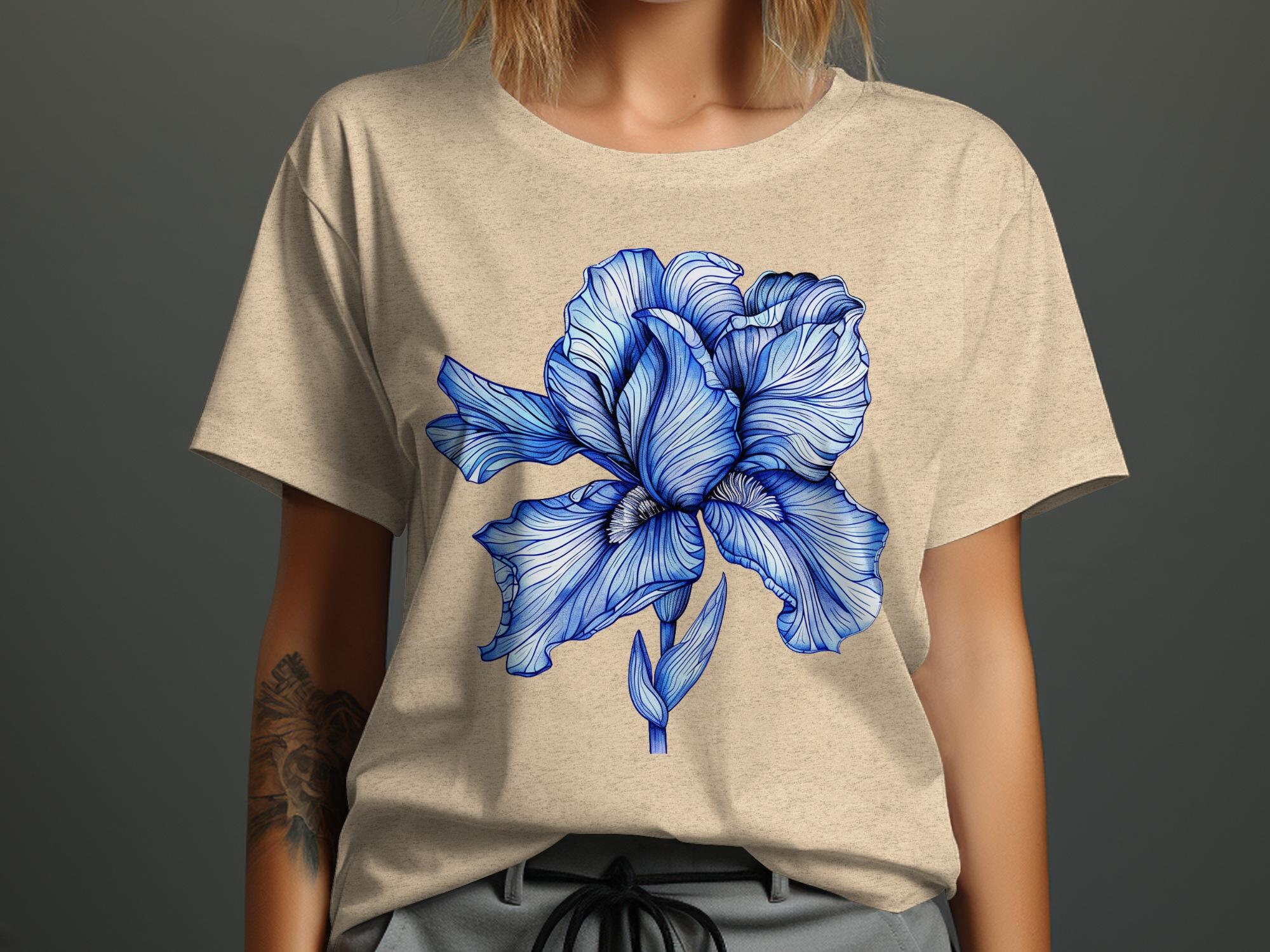 Blue Aura Artistic Flower Printed Loose Shirt