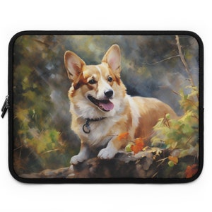 Corgi Laptop Sleeve 7 inches to 17 inches Corgi Laptop Sleeve Back to School Giftfor Student Pet Lover Corgi Lover Corgi in the Woods