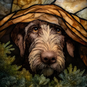 German Wirehaired Pointer Watercolor Ceramic Tile | Dog Wall Art | Gift for Pointer Mom