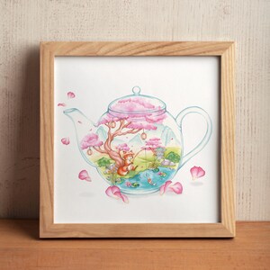 Illustrazione primaverile, Illustrazione ad acquerello, Illustrazioni da appendere, Illustrazioni di animali, Decorazione murale fiabesca