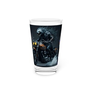 Pint Glass, 16oz motorcycle beast, Beer Glass, - Gift for Beer Lover, For Him - Her - Coworkers - Best Friends Gifts