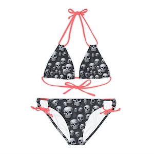 Strappy Bikini Set (AOP) skull