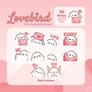 Bird Emotes, Twitch / Discord, prefabricado, listo para usar, estética kawaii