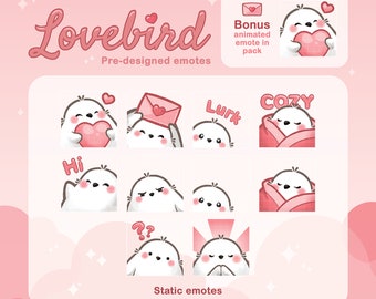 Kawaii Fågel-Emotes för Twitch/Discord: Färdiga Emotes (Digital Nedladdning)