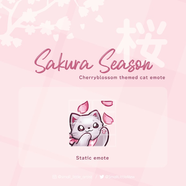 Sakura Season - Chat fleur de cerisier - Emote - Twitch / Discord - Esthétique rose kawaii