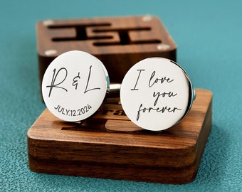 Personalized Metal Cufflinks - Engraved Gift Box Optional, Wedding Day Cuff links Groomsmen Gift, Grooms men Father of the Bride gift