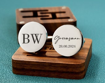 Personalized Cufflinks, Groomsmen Gifts, Custom Engraved Wedding Day Cufflinks, Grooms men Proposal, Bachelor Party Gift For Husband