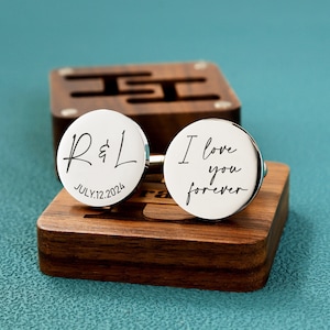 Personalized Metal Cufflinks - Engraved Gift Box Optional, Wedding Day Cuff links Groomsmen Gift, Grooms men Father of the Bride gift