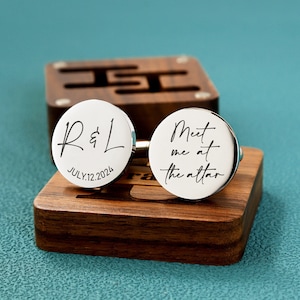 Personalized Cufflinks, Custom Cufflinks for Groom Cufflink, Wedding Day Gift, Groomsman Gifts, Father's Day gift, Anniversary Gift for Men image 1