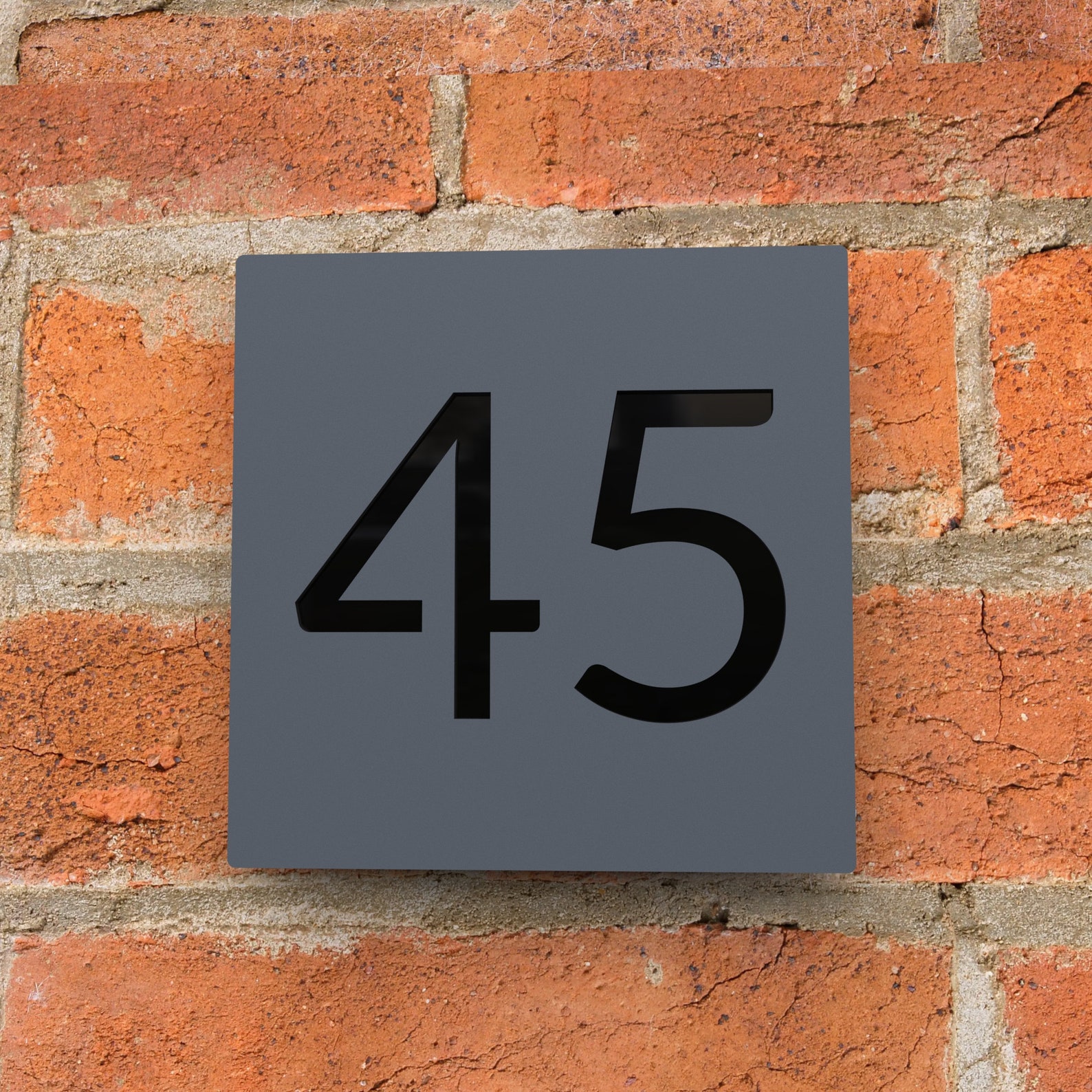 Anthracite Grey House Number Sign, Bespoke Modern Square House Address ...