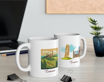 Italy Mug, Tuscany Mug, Tuscany Gift, Italy Cup, Italian Cup, Italian Mug, Italy Theme Gift, Italian Theme Gift, Ceramic Mug, 11oz