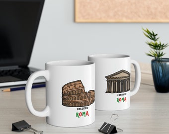 Caneca Roma, Copa Roma, Presente Roma, Presente Roma, Caneca Itália, Copa Itália, Copa Italiana, Caneca Italiana, Presente Temático Itália, Presente Italiano, Caneca de Cerâmica, 11 onças