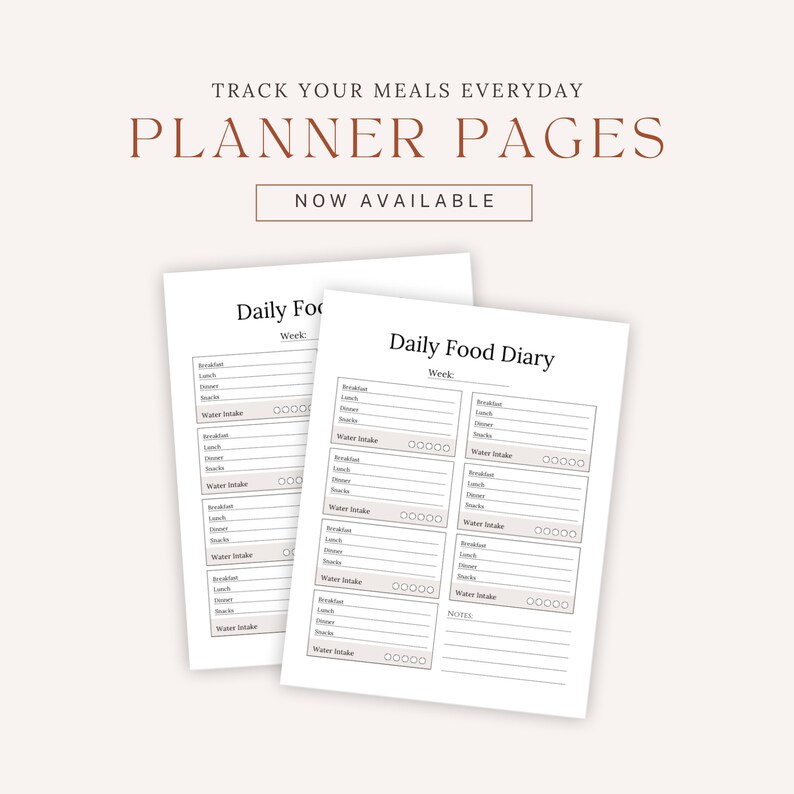 Daily Meal Diary Printable, A4, A5 &amp; US Letter Printable Food Journal ...
