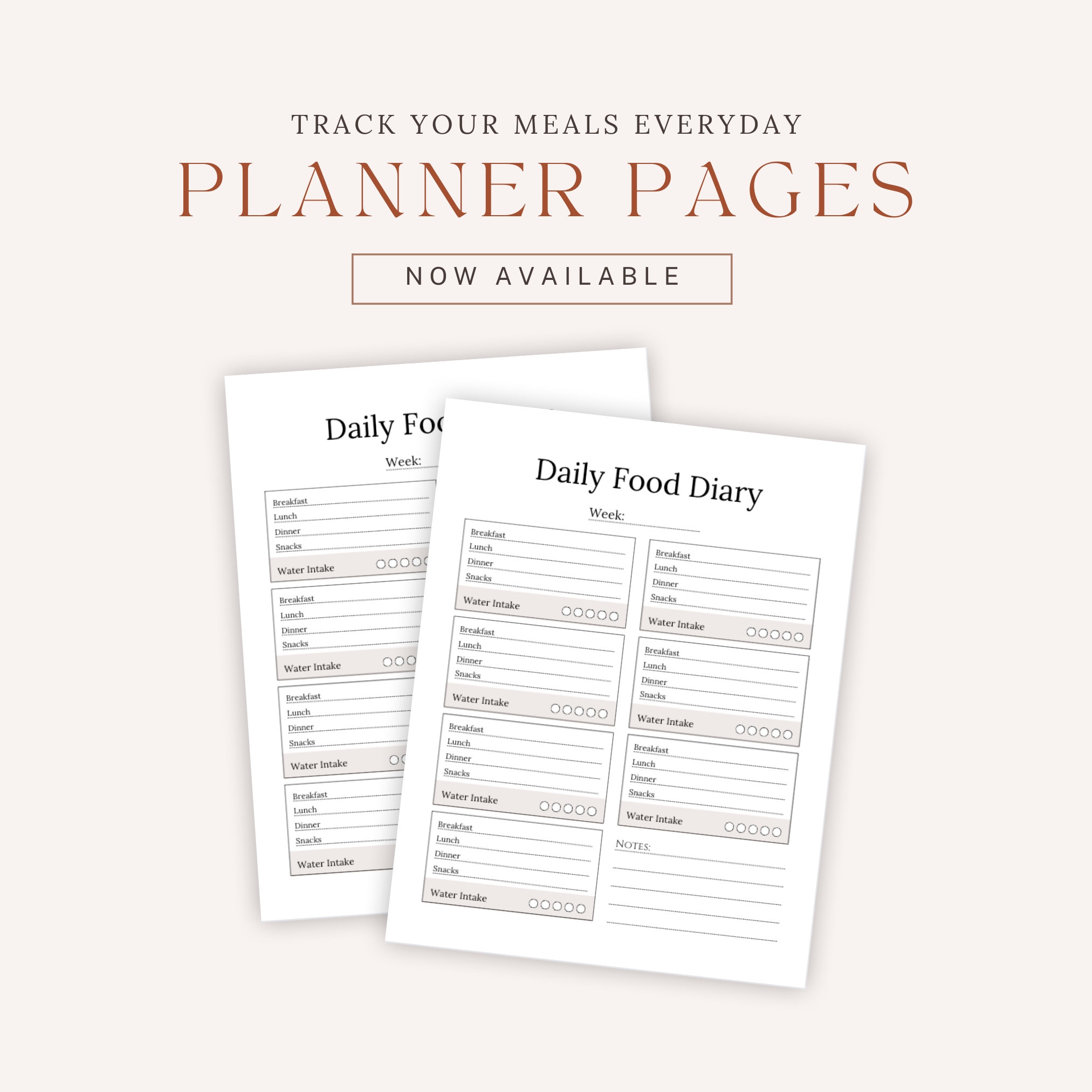 Daily Meal Diary Printable A4 A5 US Letter Printable Food Journal