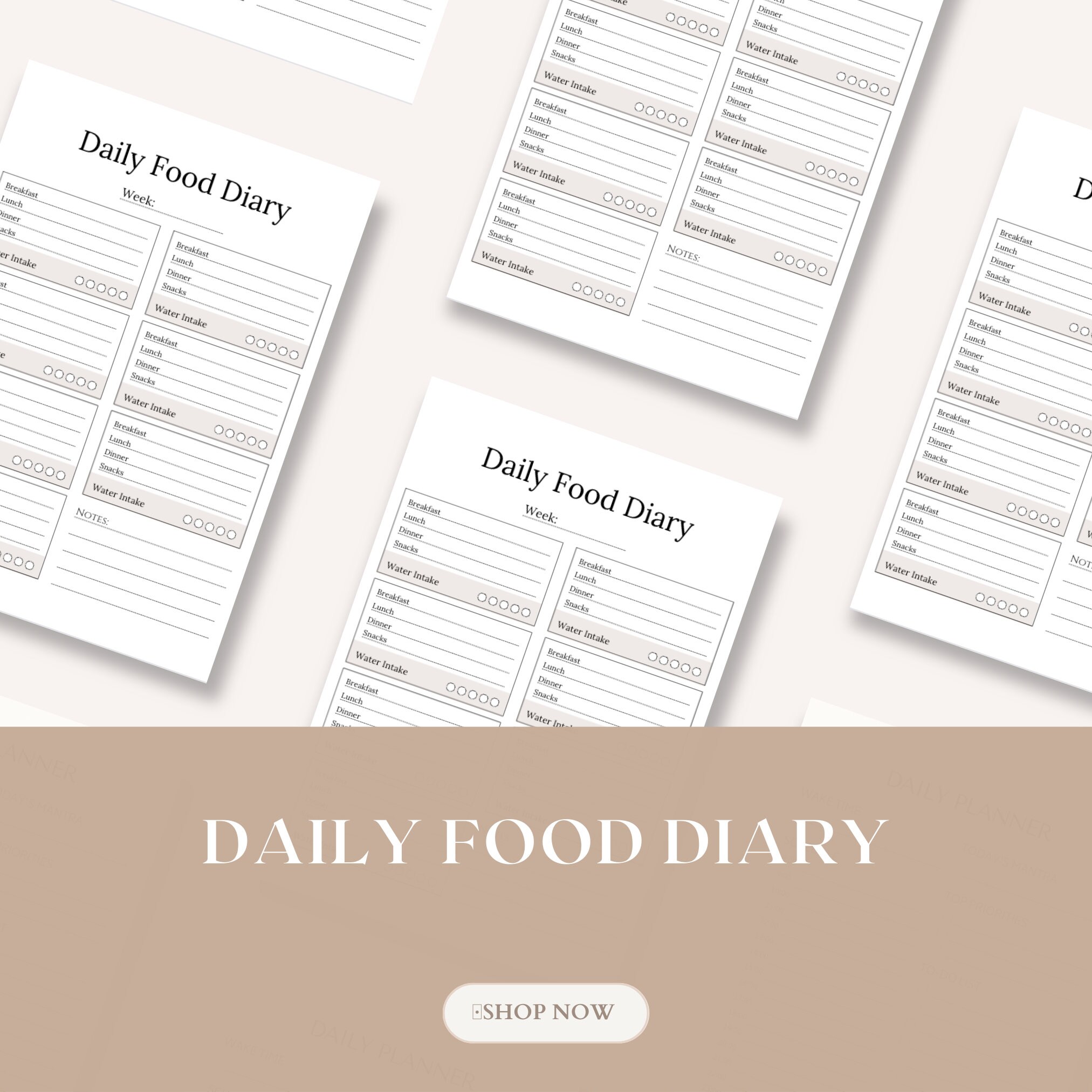 Daily Meal Diary Printable A4 A5 US Letter Printable Food Journal