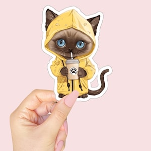 Cat Sticker Cute Sticker Kawaii Vinyl Tumbler Vinyl Sticker Cat Cat Mom Cat Gifts Cat Dad Funny Stickers