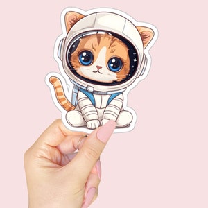 Cat Sticker Cute Sticker Tabby Cat Kawaii Vinyl Tumbler Vinyl Sticker Cat Cat Mom Cat Gifts Cat Dad Funny Stickers Astronaut Sticker