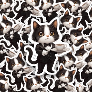 Cat Sticker Cute Sticker Tabby Cat Kawaii Tuxedo Cat Vinyl Tumbler Vinyl Sticker Cat Cat Mom Cat Gifts Cat Dad Funny Stickers Tuxedo