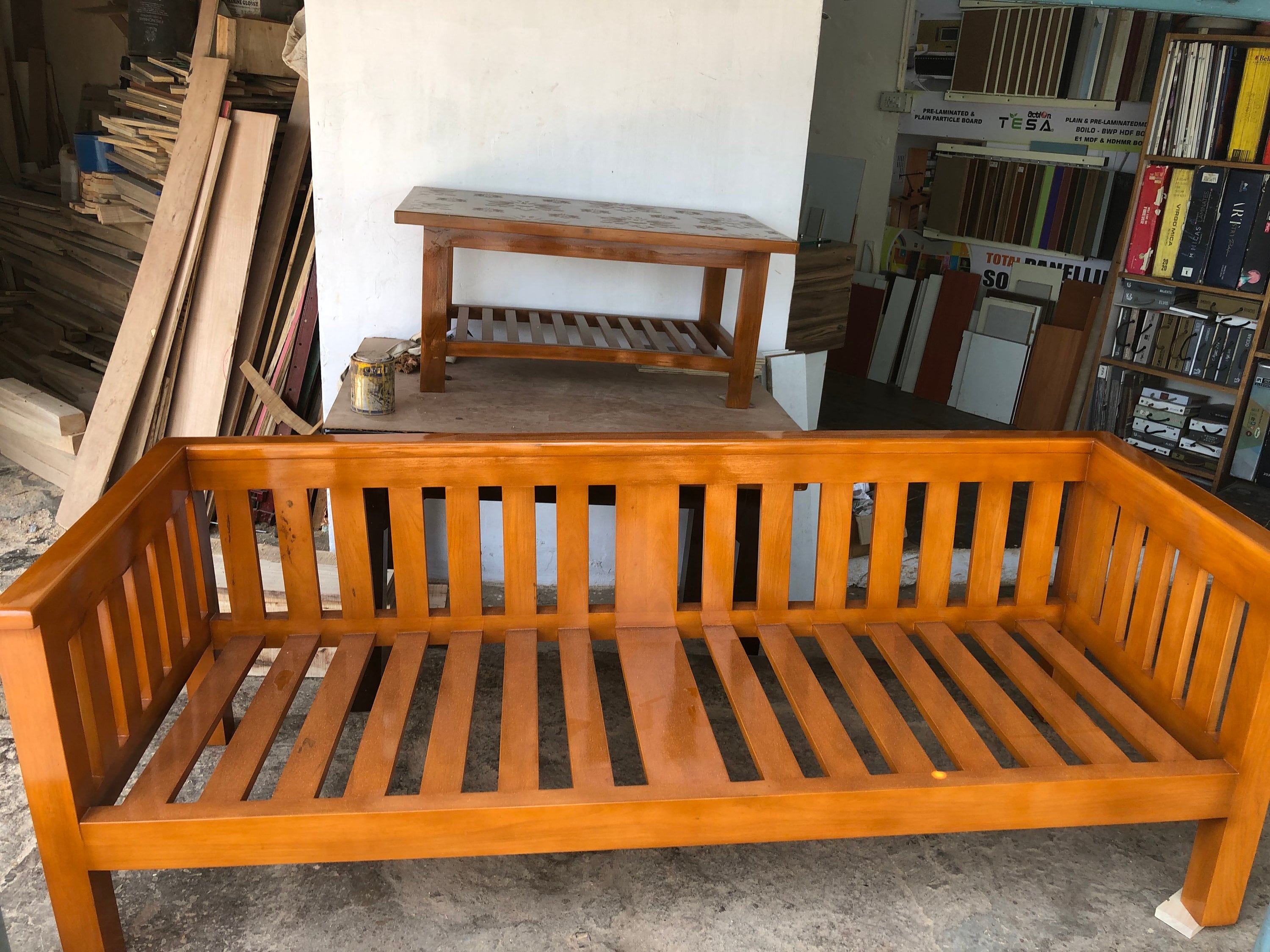 Three Seater Rubber Wood Sofa Set Etsy UK