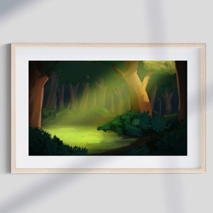 Scenery morning art, Print for wall, Art digital, Instant download