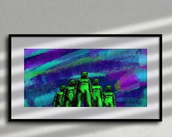 Green Alien Abstract Art Print: Sci-Fi Wall Art (Digital Download)