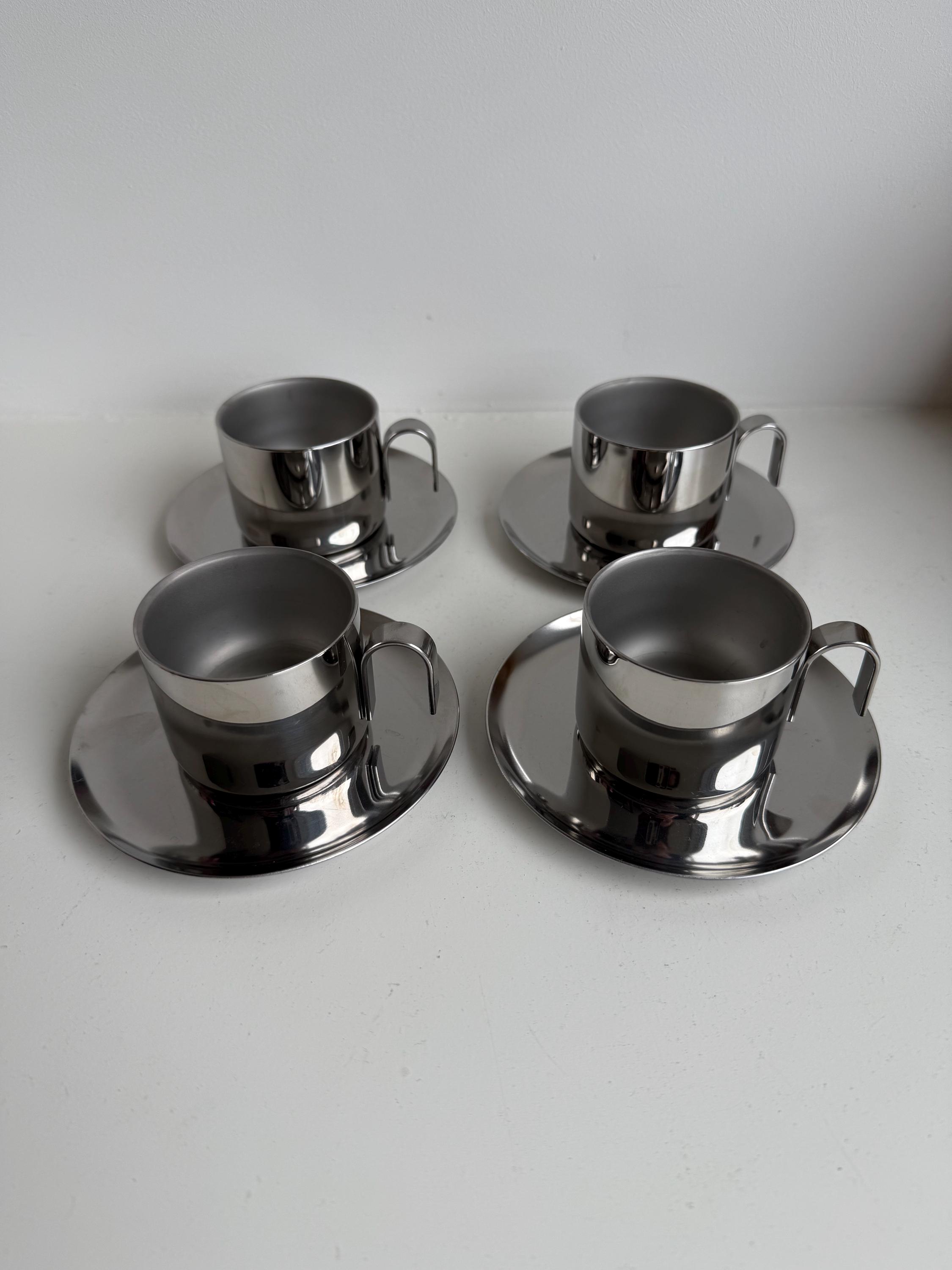 イタリア製 inox ステンレス カップ＆ソーサー デミタスカップ 6