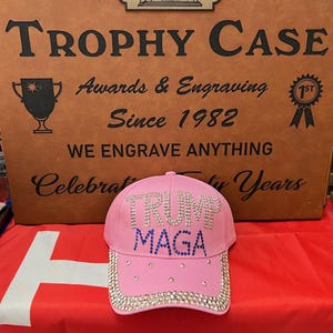 Trump MAGA hat with silver bling and adjustable strap