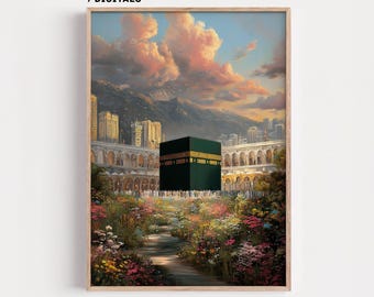 Kaaba Mecca Masjid Haram, Digital Art, Printable Islamic Art, Home Decor, Instant Download