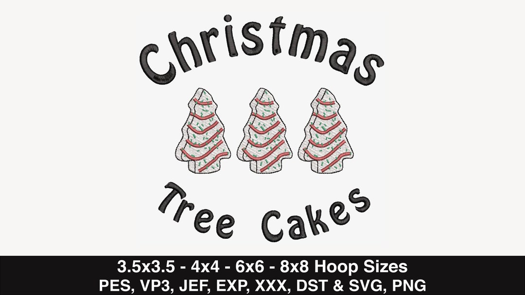 Christmas Tree Cakes Embroidery Design, Little Debbie Christmas Tree