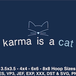 Taylor Album Embroidery Design, Taylor Embroidery Design, Swift Embroidery Design, Karma is a cat, 4 Sizes, Pes, Vp3, Jef, Exp, Xxx,Dst