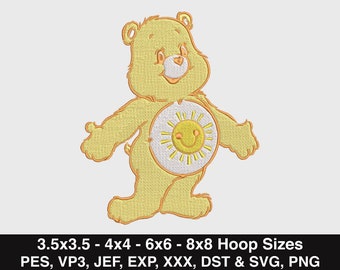 Care Bear Embroidery Design - Care Bears - Care Bear - Care Bears Birthday - Care Bears Vintage - 4 Sizes - Commercial Use, Instant Download