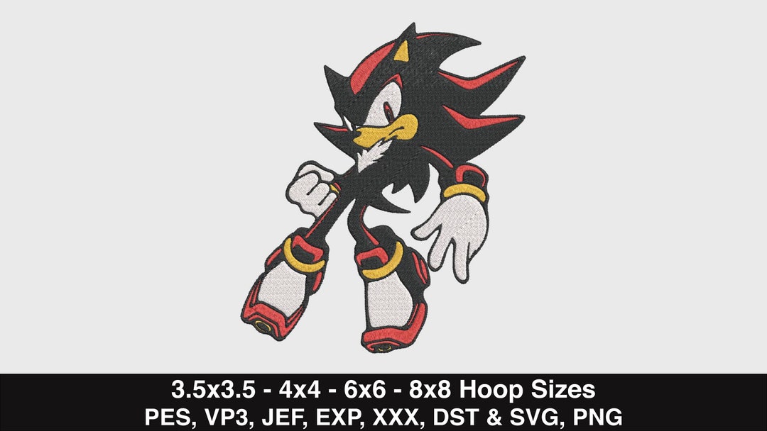 Shadow the Hedgehog Embroidery Design, Shadow Sonic Embroidery, Sonic ...