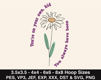 Taylor Album Embroidery Design, Taylor Embroidery Design, Swift Embroidery Design, You're on your own, 4 Sizes, Pes, Vp3, Jef, Exp, Xxx, Dst