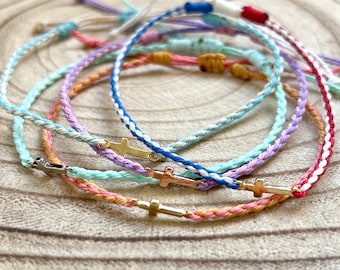 Handmade 18K Gold Plated Cross Bracelet: Waterproof Knotted Cord