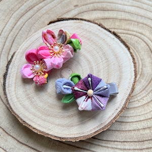 Handmade Flower Hair Clip, Traditional Japanese Kanzashi, Elegant Floral Accessory, Handmade, Gift for her, Gift for girl, Cosplay