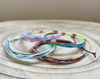 Pura Vida Style Bracelet: Handmade Wax Cord, Adjustable, Waterproof