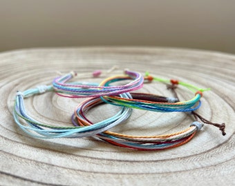 Pulsera estilo Pura Vida, regalo para ella, regalo para él, hecho a mano, varios colores, ajustable, apilable, resistente al agua, entrega gratuita en el Reino Unido