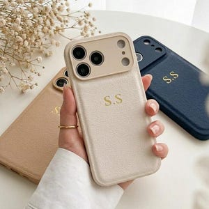 Personalized Leather Phone Case | Gold Embossed iPhone 17 16 15 14 13 Pro Max Air | Custom Gift