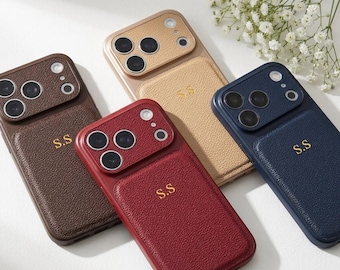 Funda de cuero personalizada para teléfono / iPhone 17 Pro 16 15 14 13 Air Pro Max con relieve personalizado / Regalo personalizado