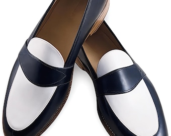 Handmade Brown Genuine Leather Loafers, Slip On Dress Shoes, Office Wedding Party