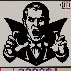 Spooky Dracula SVG | Vampire Clipart for Halloween Crafts | Gothic Vampire Silhouette Cut File