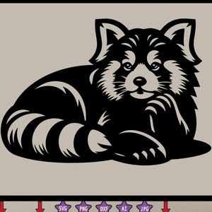 Chilling Red Panda SVG | Cute Relaxed Red Panda Clipart | Adorable Animal Digital Cut File for Cricut & Silhouette, Sleepy Red Panda Svg Dxf