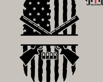 Shotgun Clay Target Patriotic USA Flag SVG File,Trapshooting SVG File,Skeet Shooting svg Commercial & Personal Use- Cricut, Split Name Frame