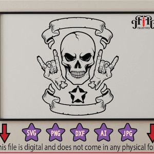 Zombie Rock Hand Sign Svg  ,Rocker Skull Svg , Punk Rock Skull Svg , Punk Rock Svg ,Skull Svg , Punk Rocker Svg ,Rocker Svg , Rock N Roll