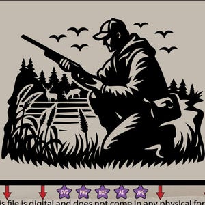 Outdoor Ente & Hirsch Jäger SVG | Wildtiere Jagdszene Schnittdatei | Rustikale Natur Silhouette für Cricut und Silhouette, Enten- und Hirschjäger