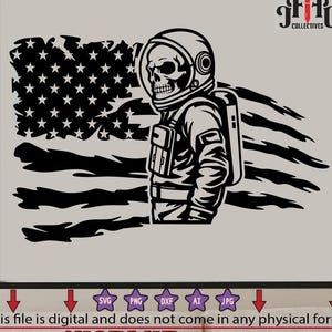 Skull Astronaut SVG | Dead Space Skeleton SVG | Gothic Decal T-Shirt Graphics | Cutting File Printable Clipart Vector Digital Dxf Png Eps Ai