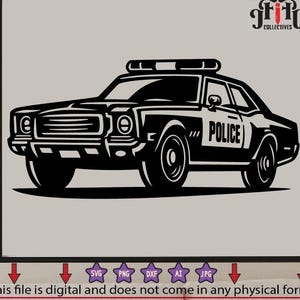 Police Car SVG, Vintage Police Cruiser PNG, Retro Patrol Vehicle Clipart, Classic Police Car DXF, Cop Car Silhouette for Cricut, Laser Cut