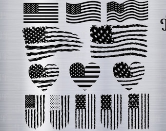 Bandera estadounidense SVG, 4 de julio SVG, bandera desgastada SVG, 4 de julio SVG, bandera grunge SVG, patriótico SVG - Imprimible, Cricut y Silhouette